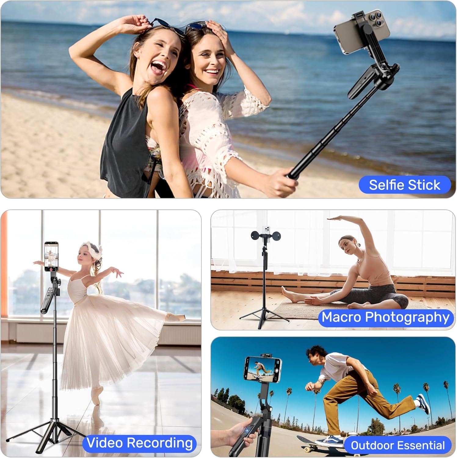 Extendable Auto Face Tracking Tripod 360° Rotation,70"",Camera Mount with Selfie Light and Remote for Gesture Control Smart Shooting Camera Mount with Selfie,No Need Application